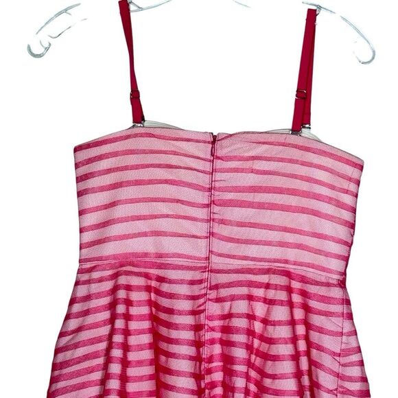 TBF Pink Striped Sleeveless Mini Dress Size 2 Bow Accent Lace Trim Spaghetti Y2K - Picture 6 of 11
